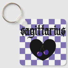 Sagittarius gotiic Aestthetic Checkered Cherry Art Nyckelring