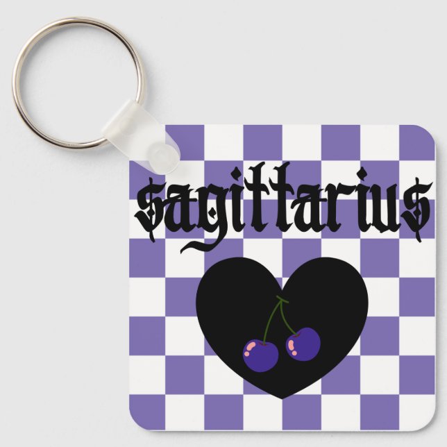Sagittarius gotiic Aestthetic Checkered Cherry Art Nyckelring (Framsida)