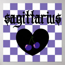 Sagittarius gotiic Aestthetic Checkered Cherry Art Poster