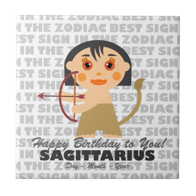 Sagittarius Grattis på födelsedagen Kakelplatta (Framsidan)