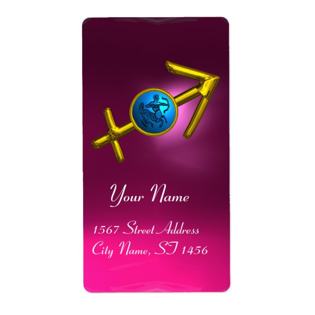 SAGITTARIUS GULD BLUE ZODIAC BIRTHDAY Rosa Fraktsedel (Framsidan)