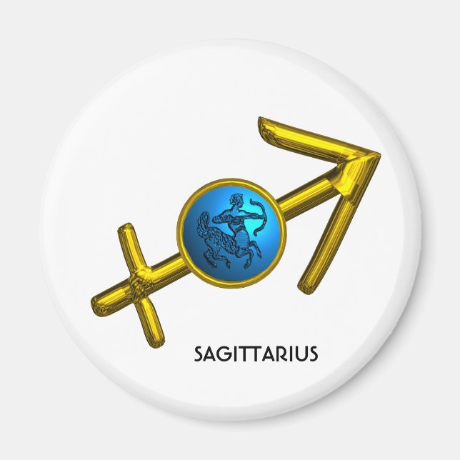 SAGITTARIUS,GULD BLUE ZODIAC BIRTHDAY SIGN MAGNET (Framsidan)