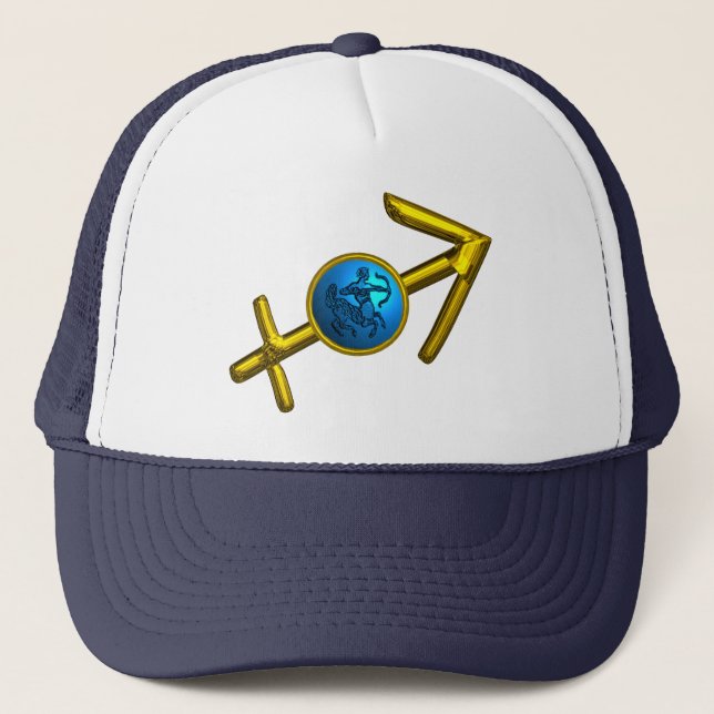 SAGITTARIUS,GULD BLUE ZODIAC BIRTHDAY SIGN TRUCKERKEPS (Framsida)