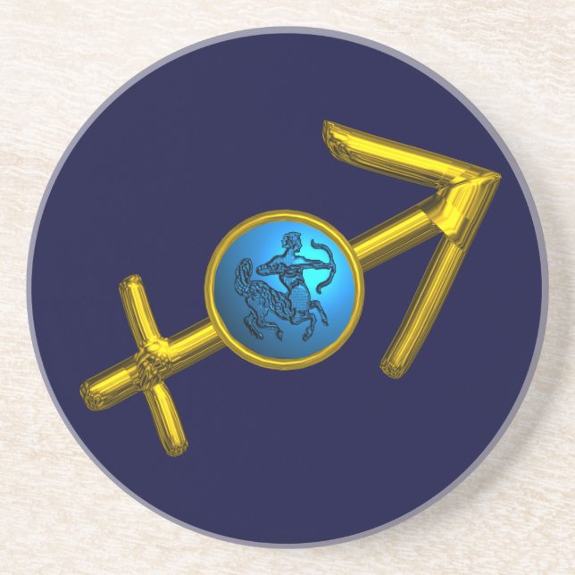 SAGITTARIUS,GULD BLUE ZODIAC BIRTHDAY SIGN UNDERLÄGG (Framsidan)