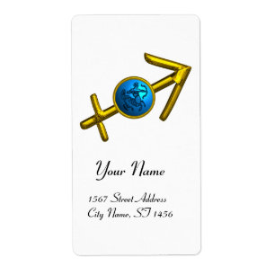 SAGITTARIUS, GULD BLUE ZODIAC BIRTHDAY SIGN White Fraktsedel