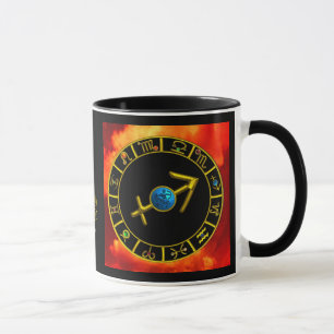 SAGITTARIUS Guld Blue Zodiac Jewel Astrology Diagr Mugg