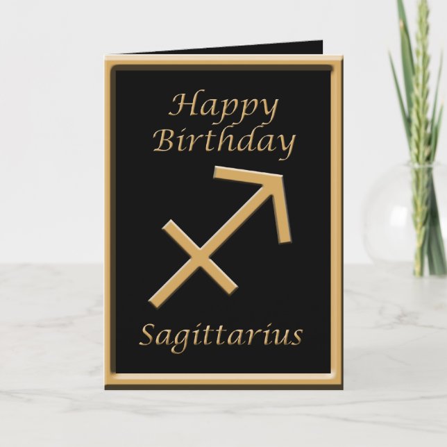 Sagittarius Guld Symbol Black Birthday Hälsning Kort (Framsida)