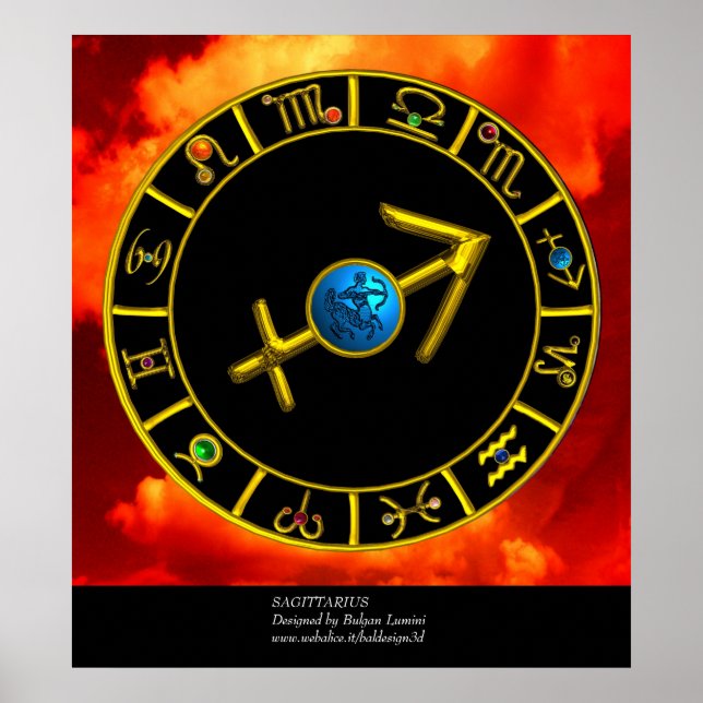 SAGITTARIUS/GULD ZODIAC SIGNS CIRCLE, Astrologi Poster (Framsidan)