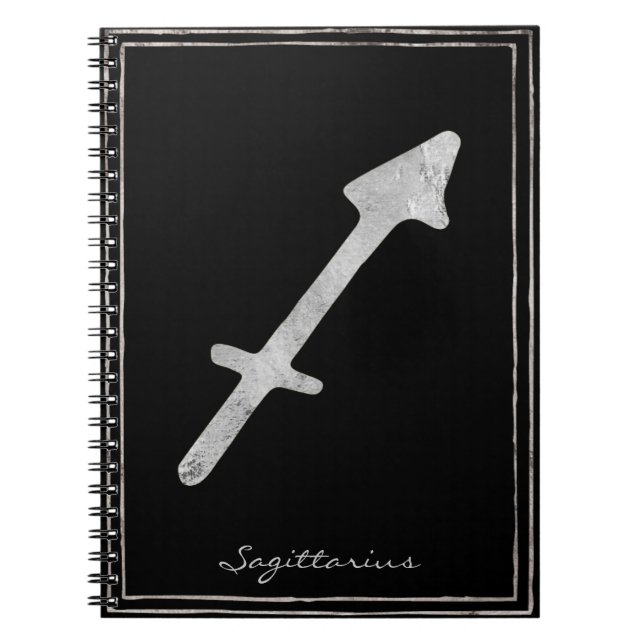 Sagittarius hammered silver stylized astrology anteckningsbok (Framsidan)