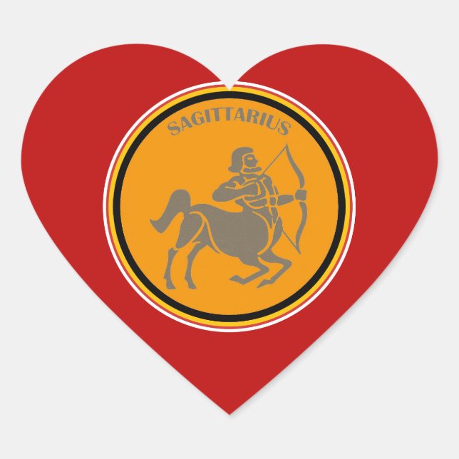 Sagittarius Heart Sticker Hjärtformat Klistermärke (Framsida)