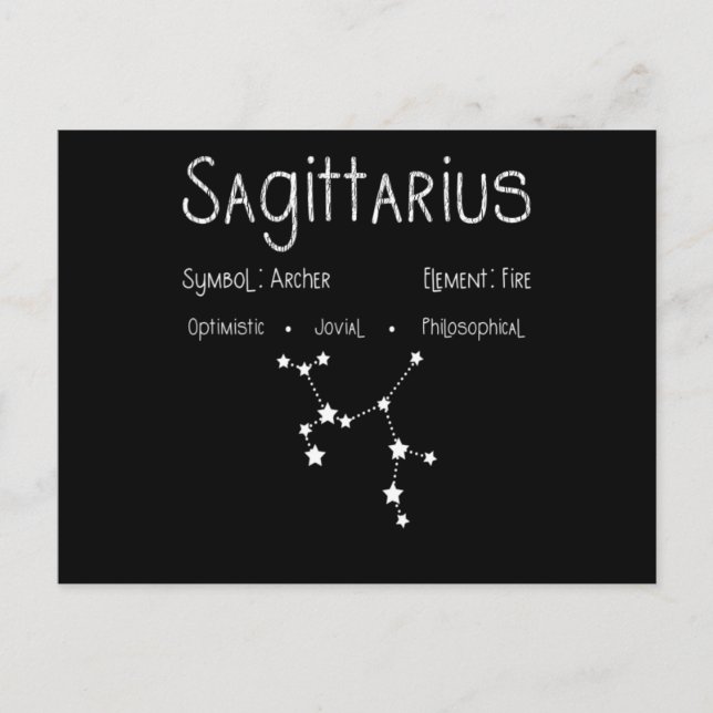 Sagittarius Horoscope Astrology Stjärntecken Birth Vykort (Framsida)