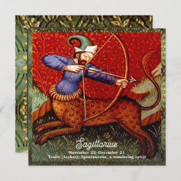 Sagittarius Horoscope Zodiac Medieval Art Birthday Inbjudningar