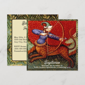 Sagittarius Horoscope Zodiac Medieval Art Birthday Inbjudningar