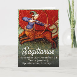 Sagittarius Horoscope Zodiac Medieval Art Birthday Kort
