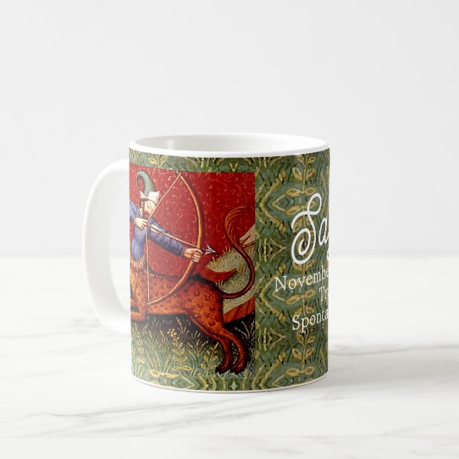 Sagittarius Horoscope Zodiac Medieval Art Kaffemugg (Framsida vänster)