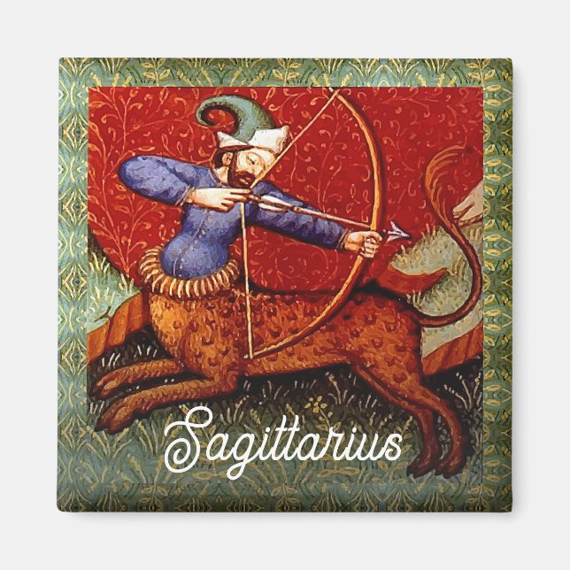Sagittarius Horoscope Zodiac Medieval Art Kitchen Magnet (Framsidan)