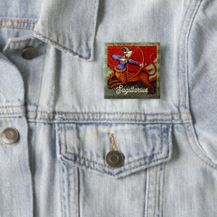 Sagittarius Horoscope Zodiac Medieval Art Pinback Knapp
