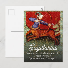 Sagittarius Horoscope Zodiac Medieval Art Vykort