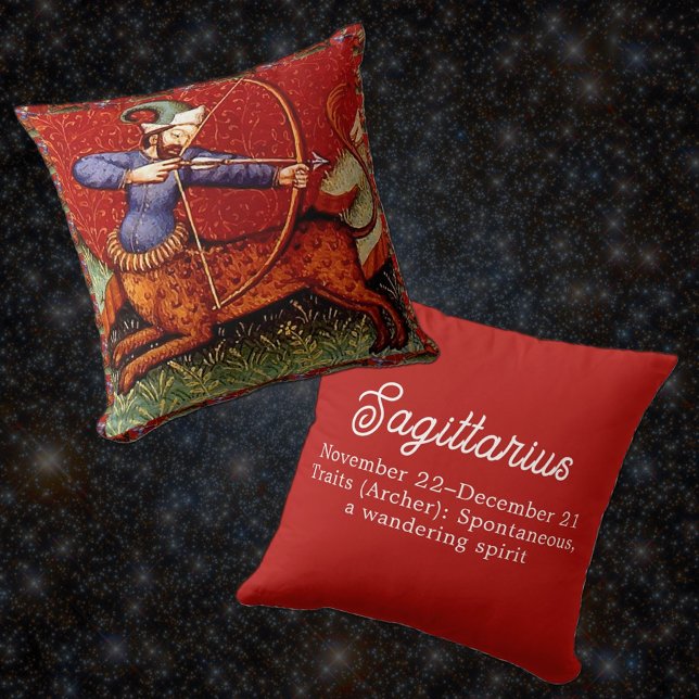 Sagittarius Horoscope Zodiac Medieval Artwork Kudde (Skapare uppladdad)