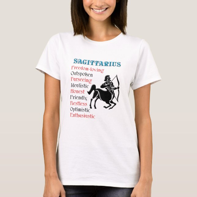 Sagittarius Horoscope Zodiac-tecken T-shirt (Framsida)