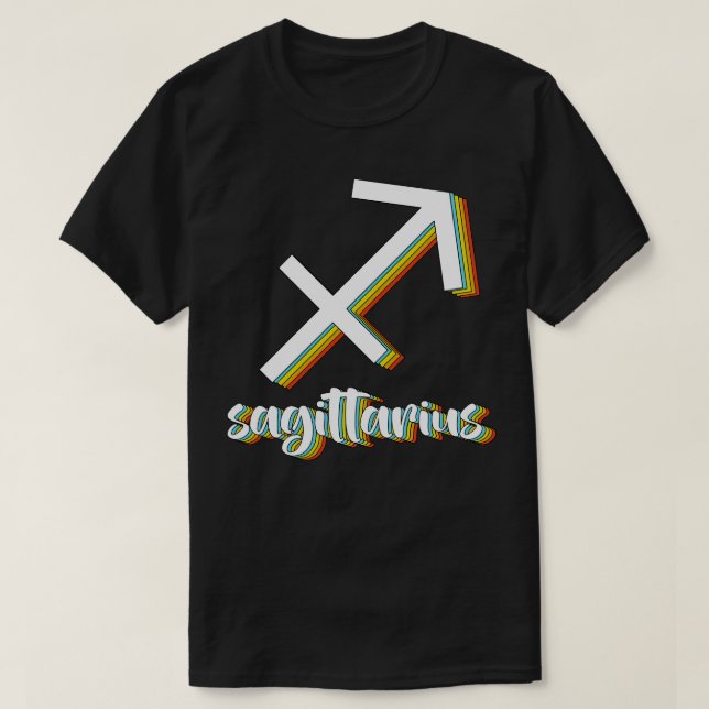 Sagittarius Horoscopes rainbow retro zodiac-tecken T Shirt (Design framsida)