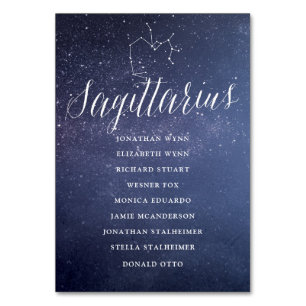 Sagittarius-kortet för sätesdiagram i Stars Bröllo Bordsnummer