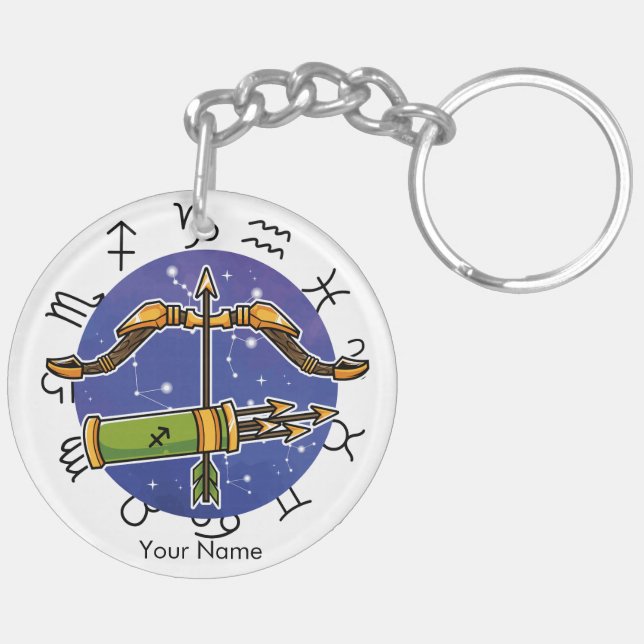 Sagittarius & Leo Zodiac Acrylic Keychain (Höger Baksida)