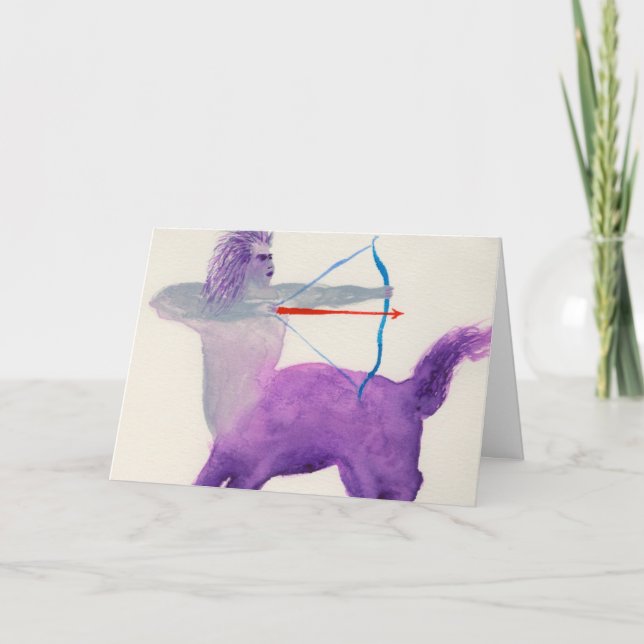 Sagittarius Lila Zodiac Symbol Birthday Kort (Framsida)