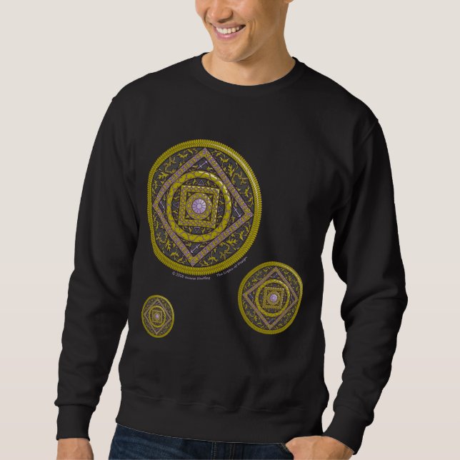 Sagittarius Mandala Manar Mörk Shirt Lång Ärmad Tröja (Framsida)