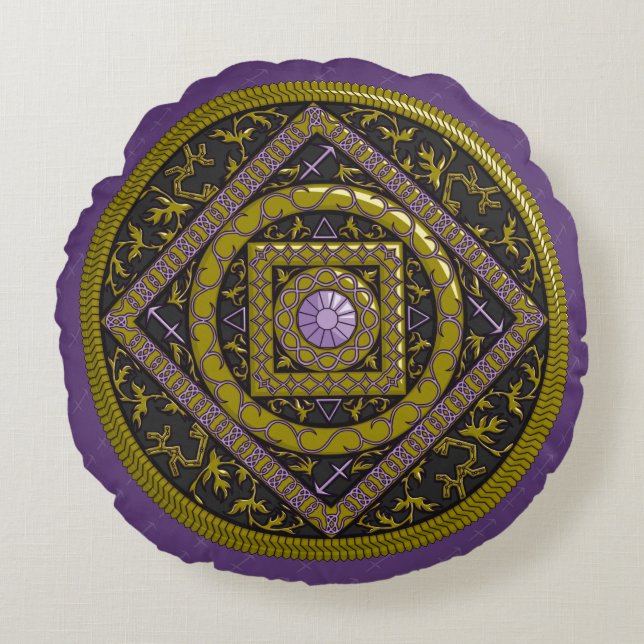 Sagittarius Mandala Round Pillow Rund Kudde (Framsidan)