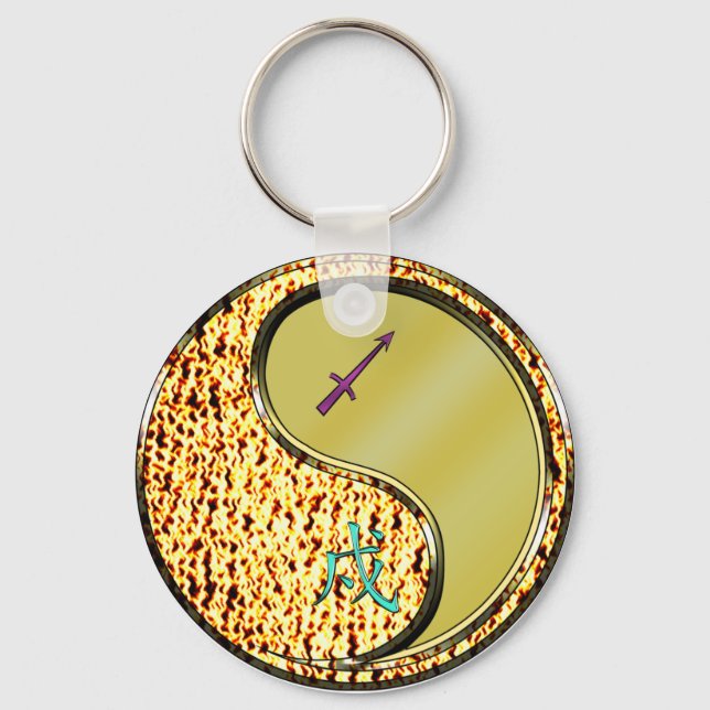 Sagittarius & Metall Hund Nyckelring (Framsida)