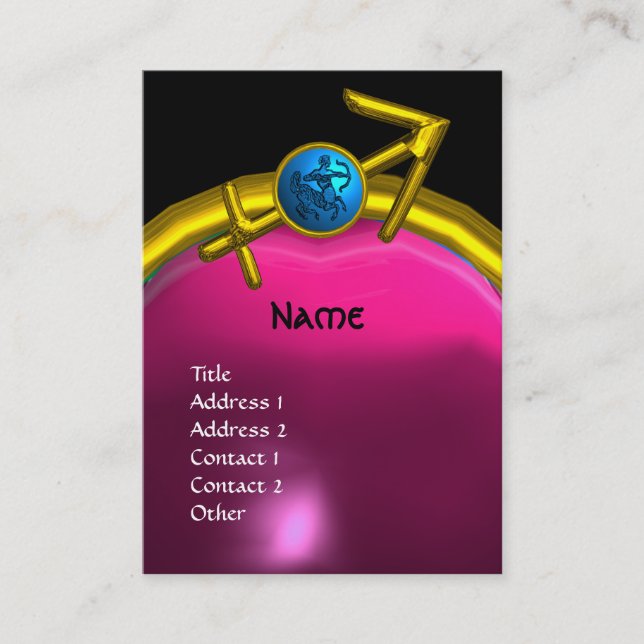 SAGITTARIUS MONOGRAM rosa amethystblåsvart Visitkort (Framsida)