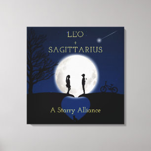 Sagittarius och Leo Zodiac Stjärntecken Måne Canva Canvastryck