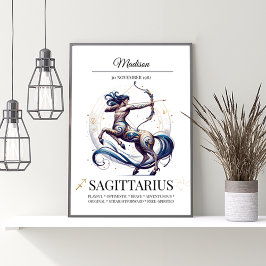 Sagittarius Personlig Elegant Zodiac Watercolor Poster