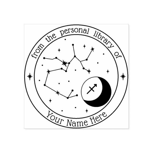 Sagittarius Personlig Zodiac Bok Frimärke Stämpel (Tryck)