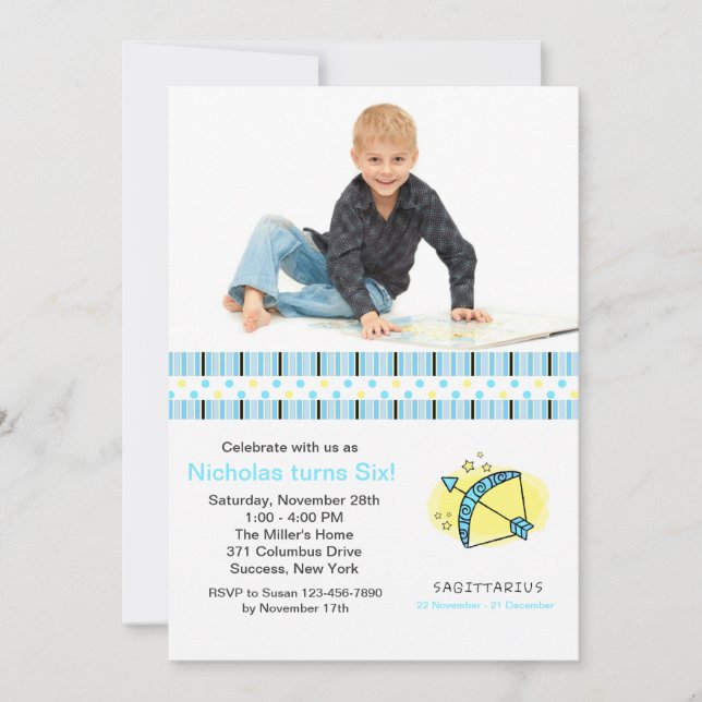 Sagittarius Photo Födelsedagsfest inbjudan (Framsida)