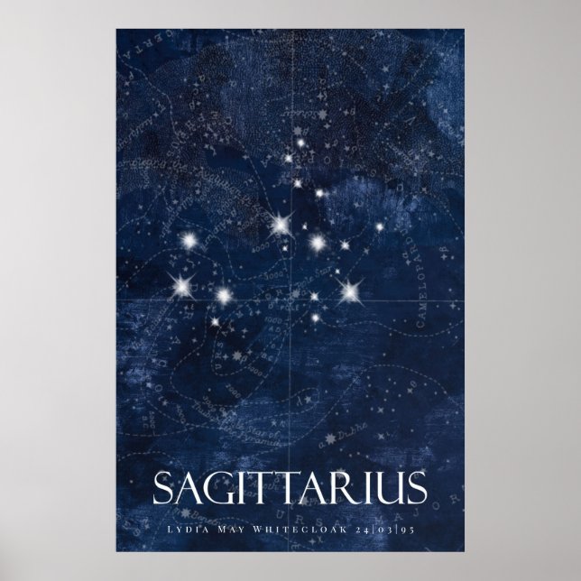 Sagittarius Poster med namn, stjärntecken zodiak (Framsidan)