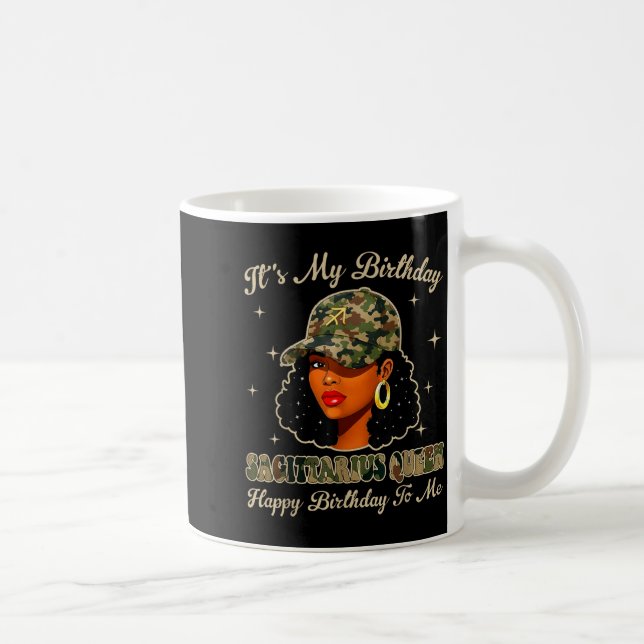 Sagittarius Queen Black Woman With Cap Camo Afro G Kaffemugg (Höger)
