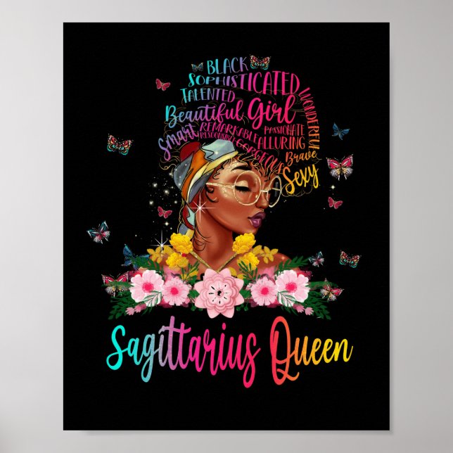 Sagittarius Queen Black Women Persistent BeSnygg Poster (Framsidan)