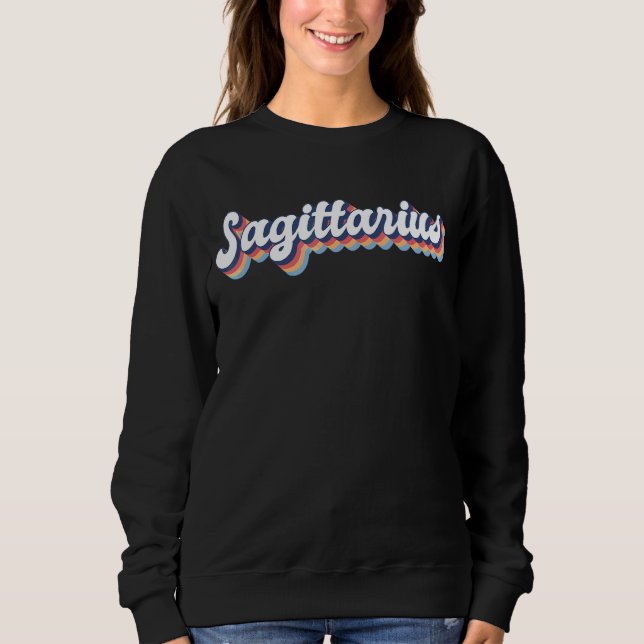 Sagittarius Retro Zodiac Birth Sign T Shirt (Framsida)