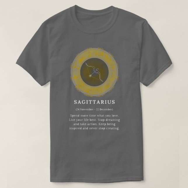 Sagittarius Sagi Zodiac Sign Horoscope Cosmos Astr T Shirt (Design framsida)