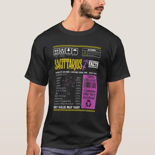 Sagittarius Sagittarius Facts Zodiac-tecken T Shirt (Framsida)