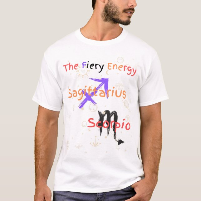 Sagittarius Scorpio Couple Zodiac T-Shirt (Framsida)