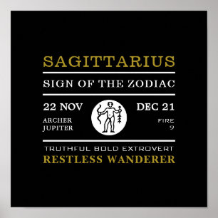 Sagittarius Sign of the Zodiac, Astrological Poster