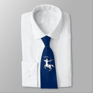 Sagittarius Silver Archer Zodiac Navy Blue Slips