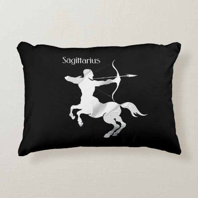 Sagittarius Silver Archer Zodiac Prydnadskudde (Framsidan)