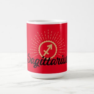 Sagittarius Starburst Symbol Red Kaffemugg