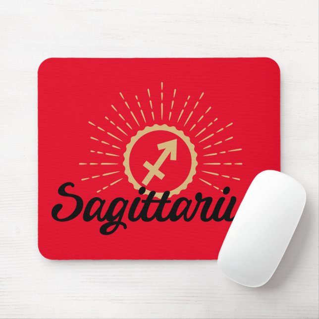 Sagittarius Starburst Symbol Red Mouse Pad Musmatta (Med mus)