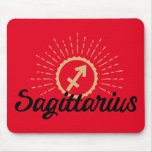 Sagittarius Starburst Symbol Red Mouse Pad