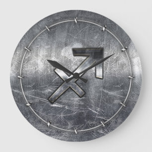 Sagittarius Symbol Grunge Distress Steel Stil Stor Klocka